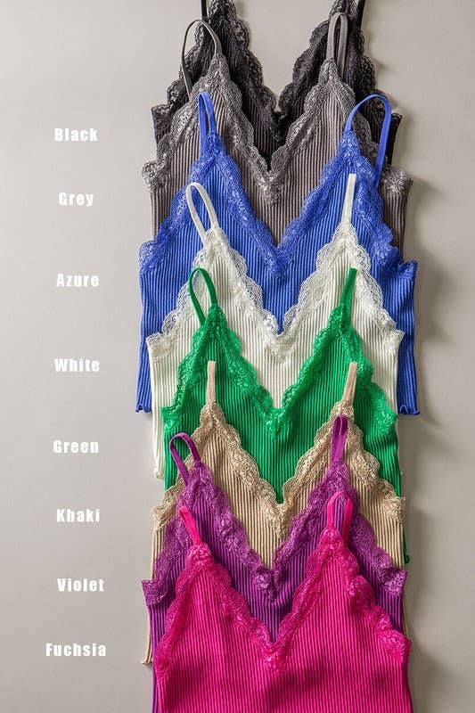 LACE TRIM RIBBED CAMI