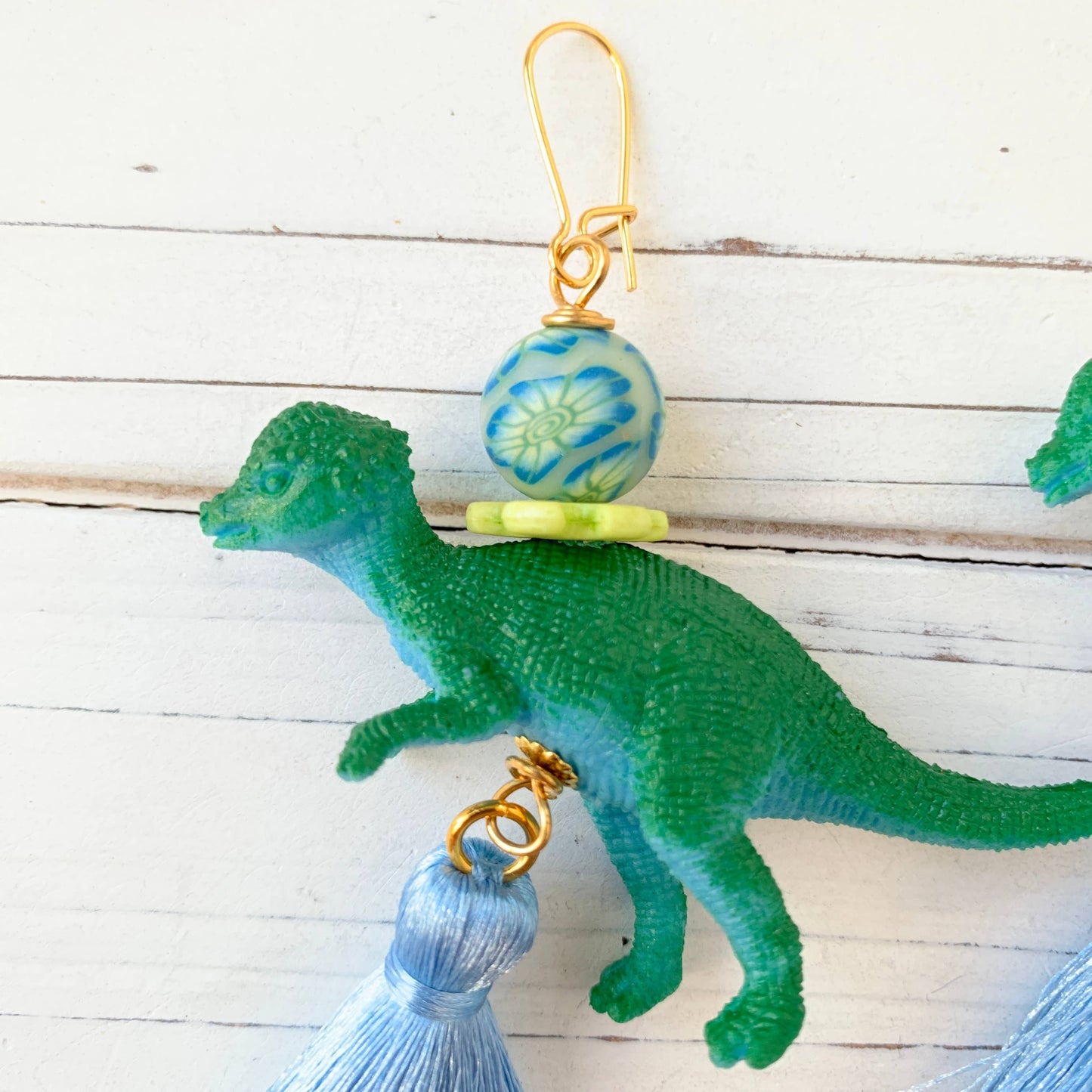 Flora Dinosaur Tassel Earrings