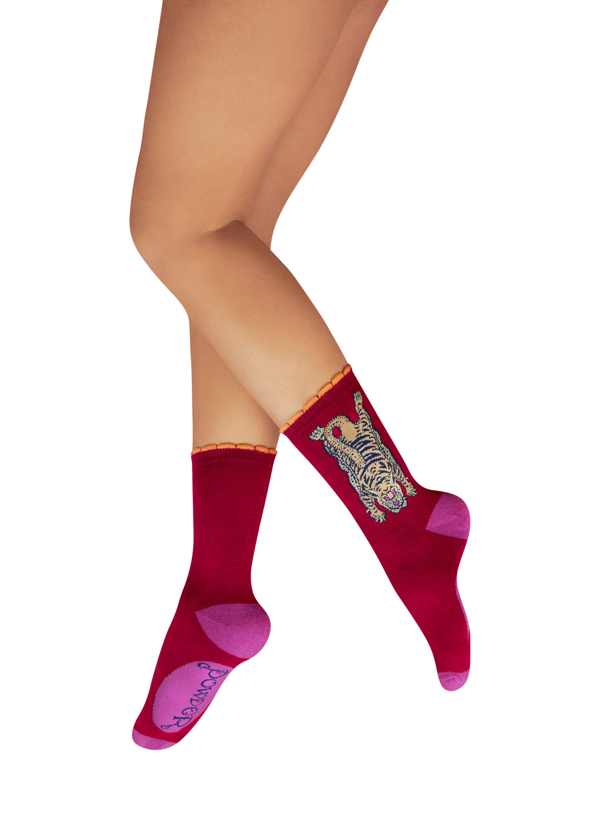 Ladies' Ankle Socks - Ikat Tiger - Fuchsia