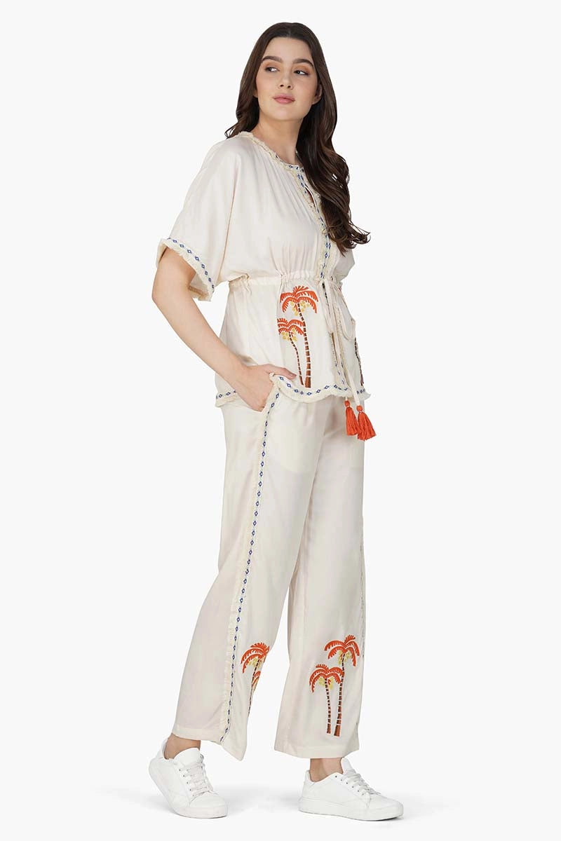 Palm Tree Beige Outfit Shirt and Pants
