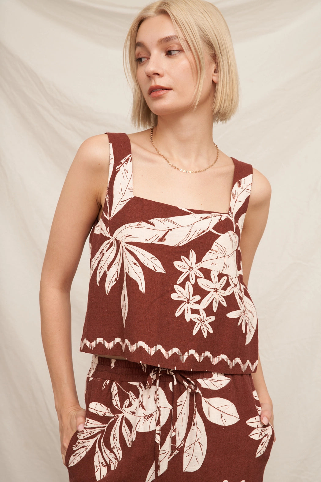Chocolate and Cream Tropical Print Set