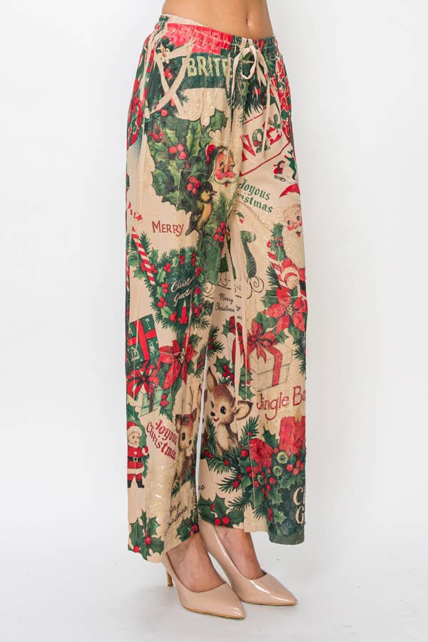 Lace Patchwork Pants With Elastic Drawstring