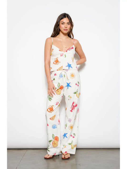 White Tropical Beach Print Colorful Outfit