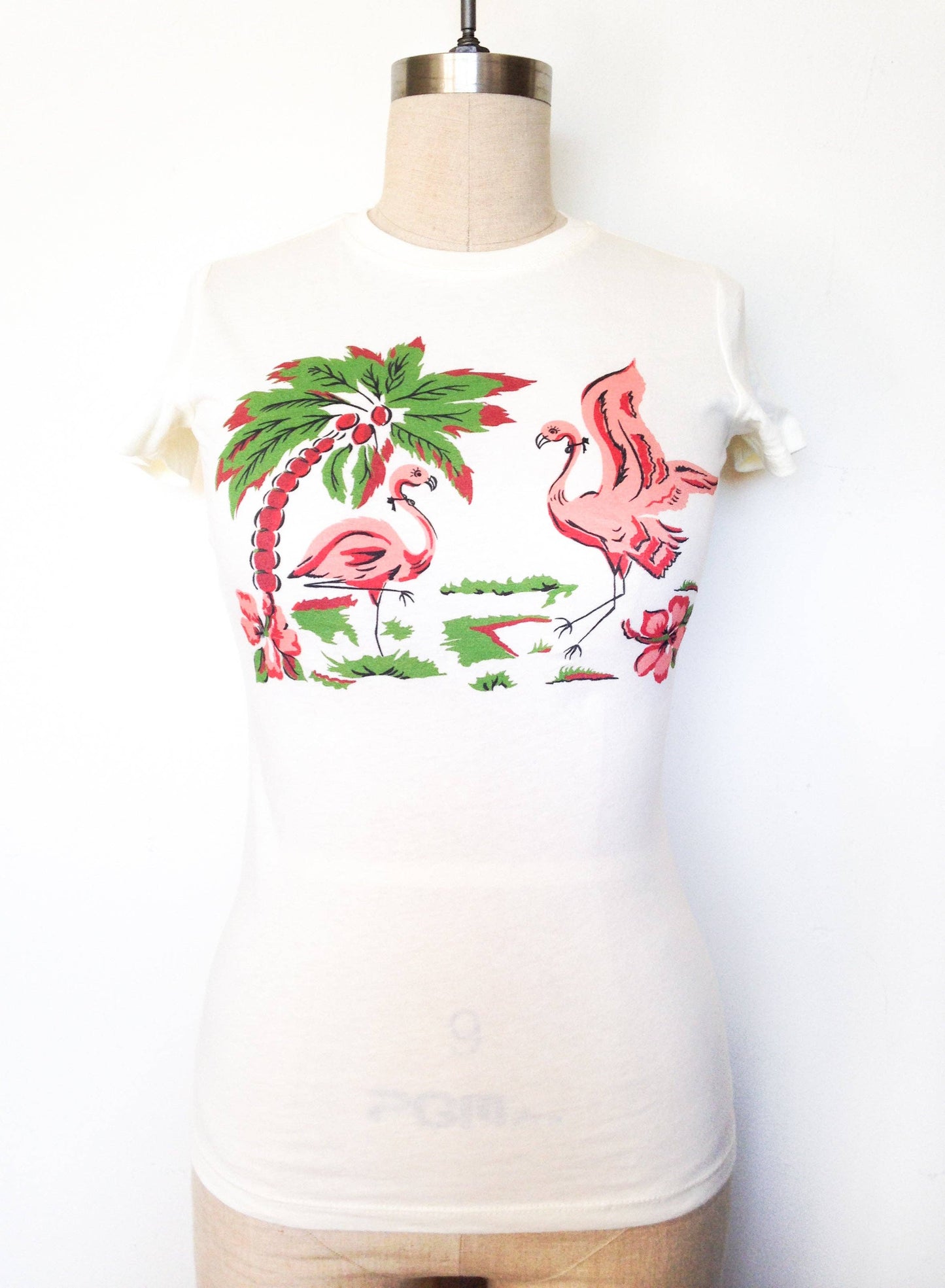 Pink Flamingo Fitted Tee in Ivory