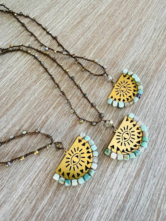 Eye Of Protection Necklace With Amazonite Stones