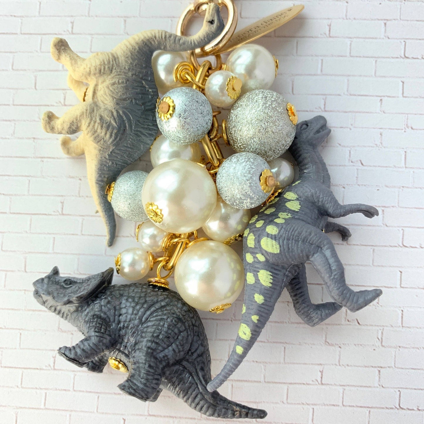 Favorite Dinosaur Bag Charm & Keychain in Slate