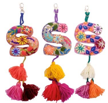 S - Hand Embroidered Keychain, Peru
