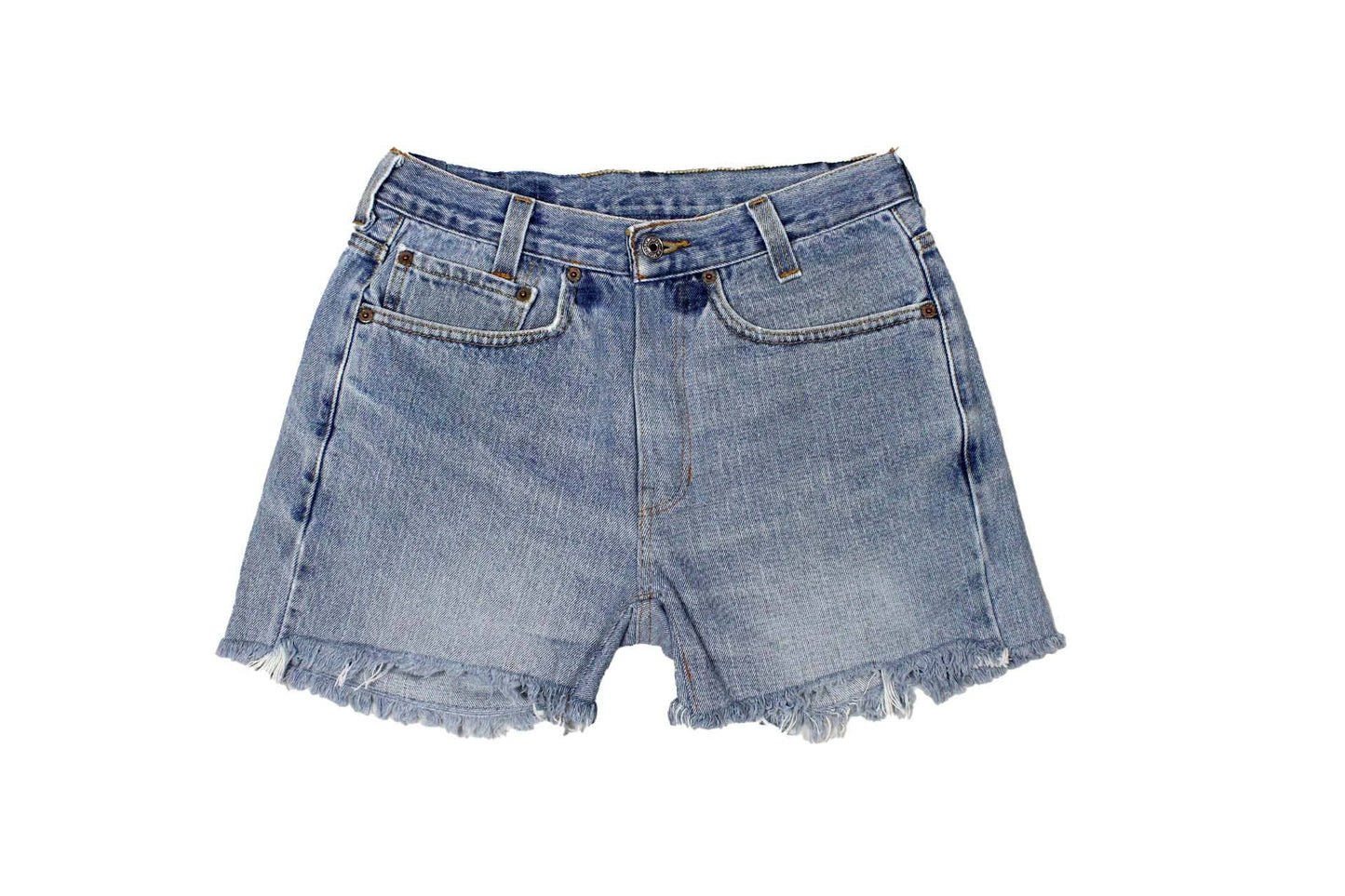 Mid-Rise Upcycled Denim Straight-Cut Shorts