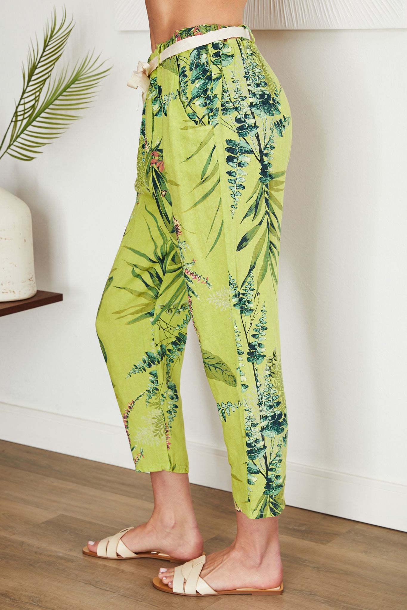 Linen Lime Tropical Pants