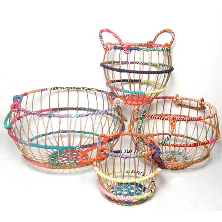 Colorful Jute Baskets Set of 4