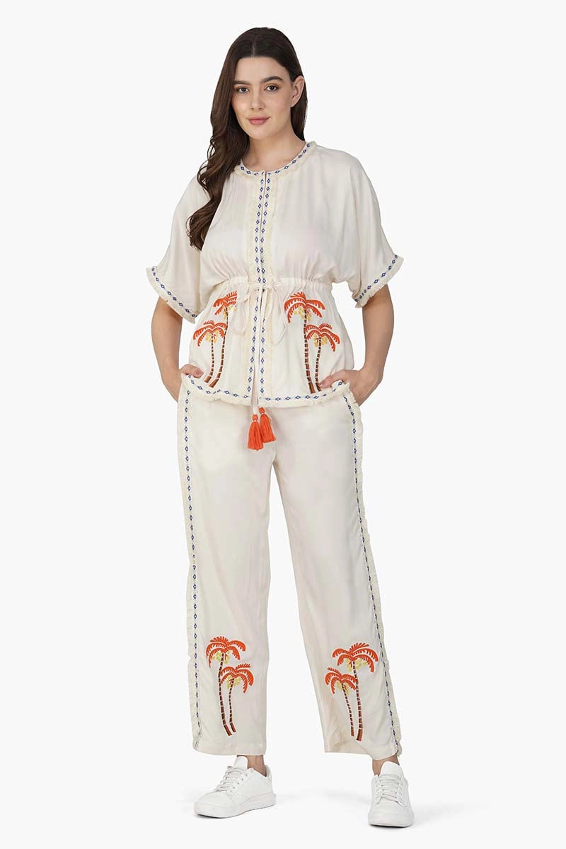 Palm Tree Beige Outfit Shirt and Pants