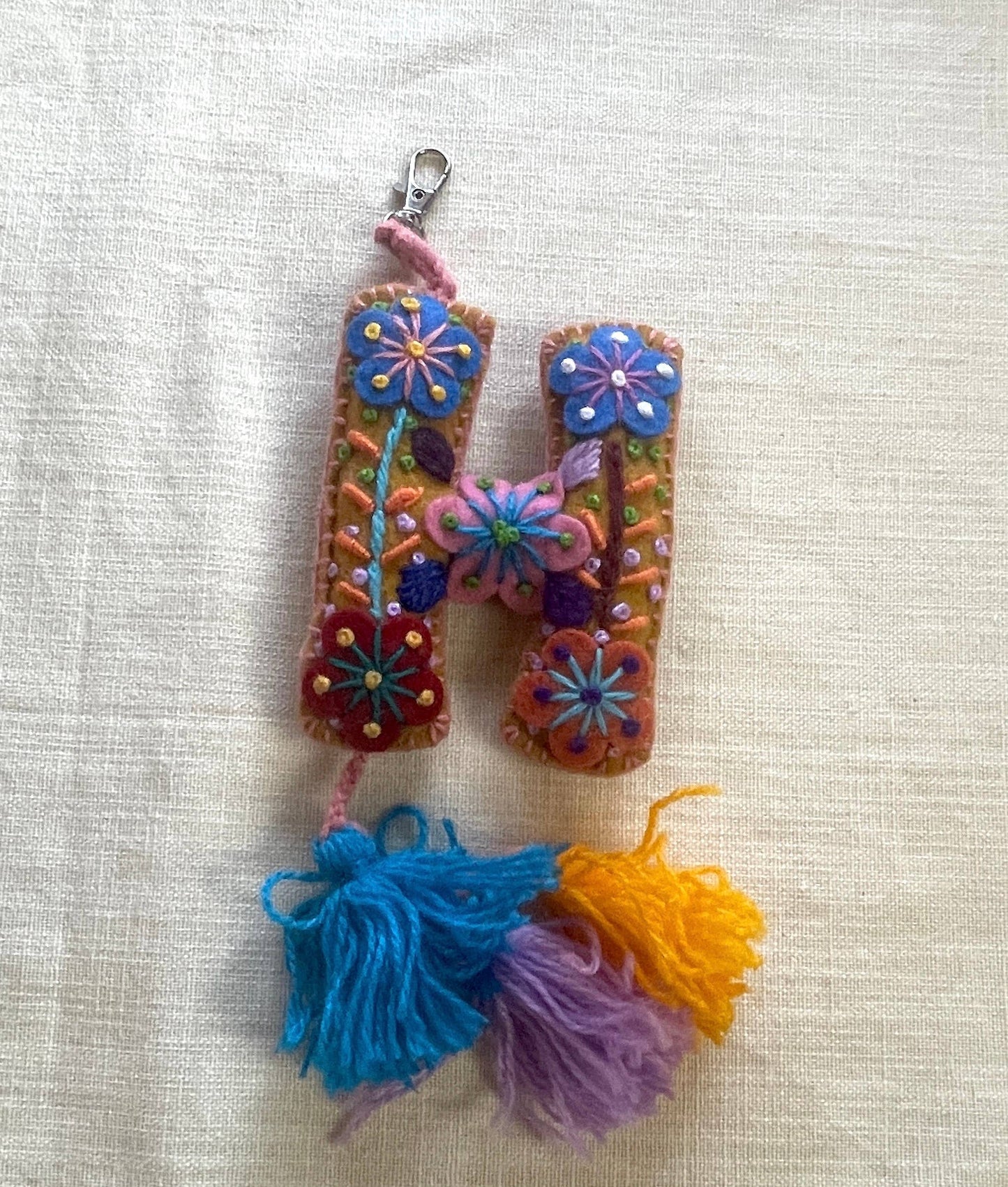 H - Hand Embroidered Keychain, Peru