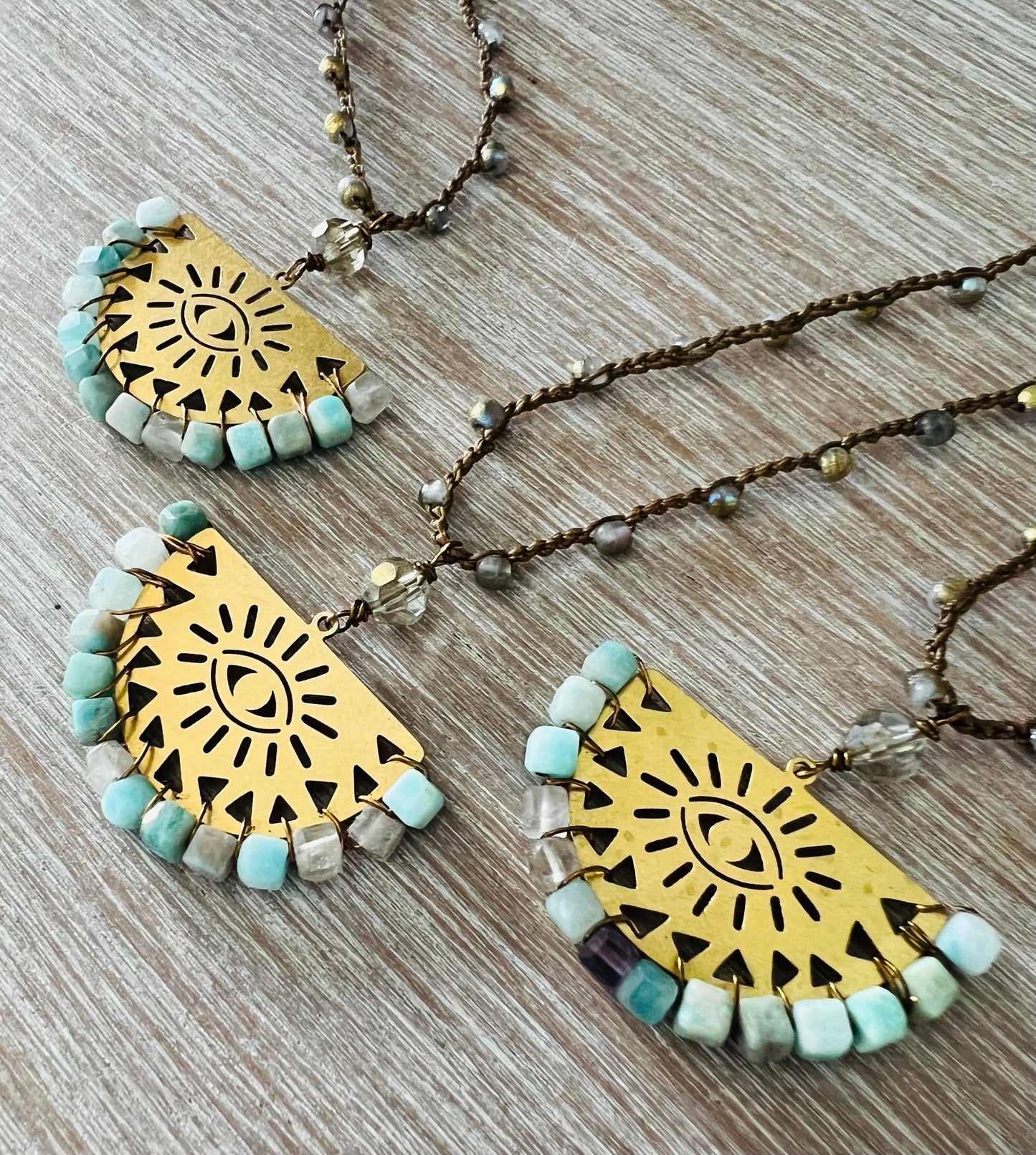 Eye Of Protection Necklace With Amazonite Stones