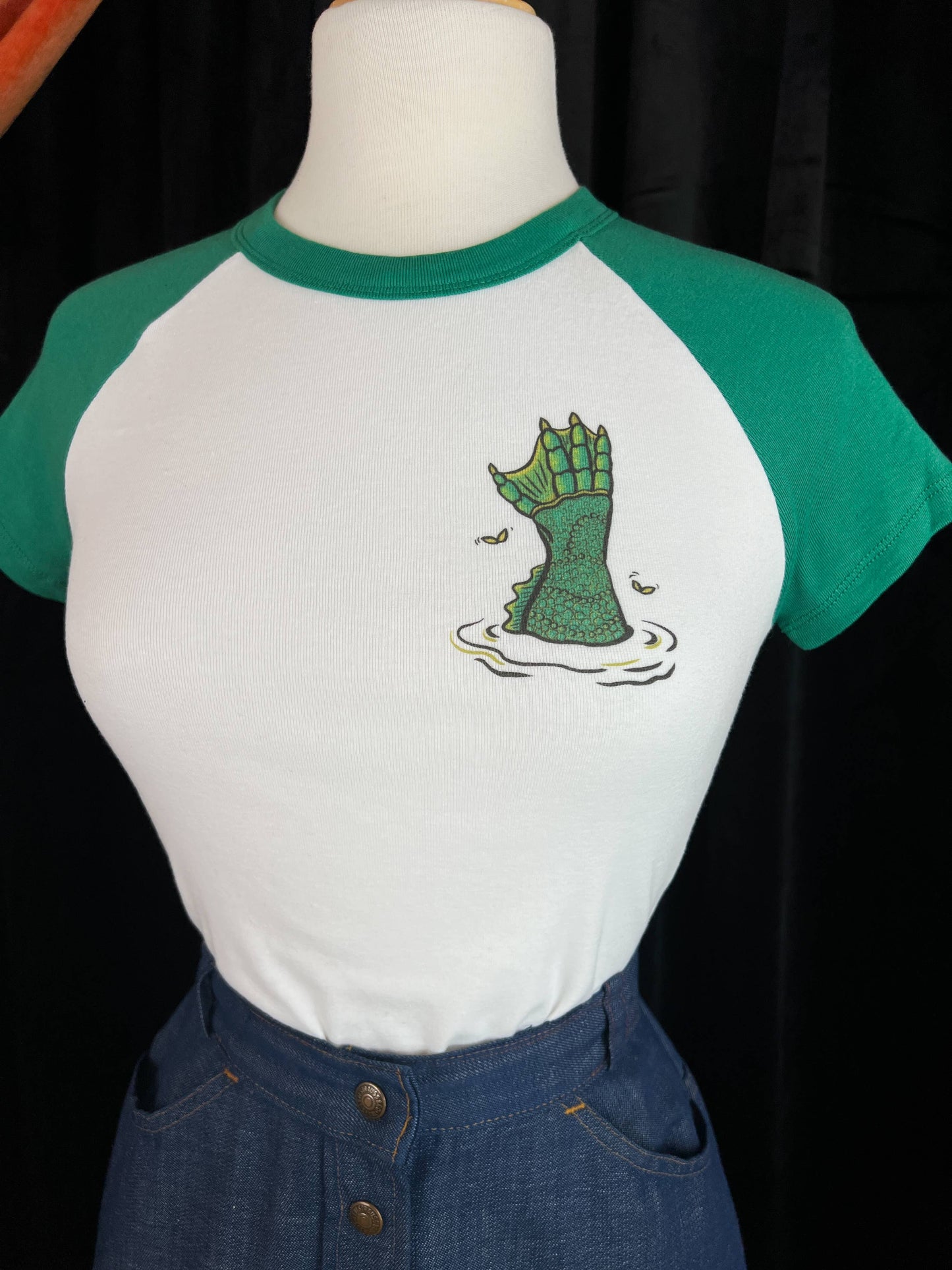 Beware of the Lagoon Raglan Cropped Baby T-Shirt