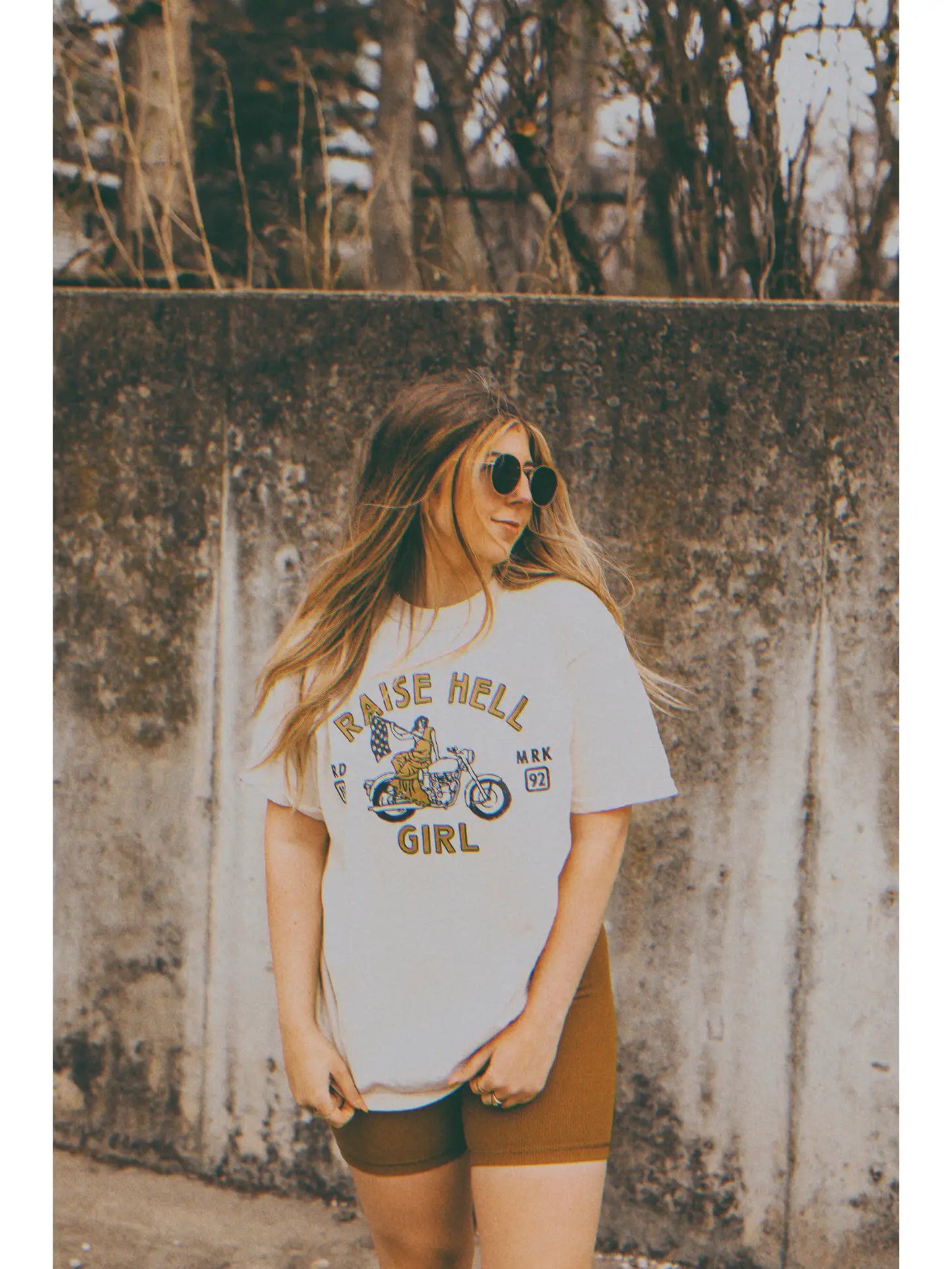 Raise Hell Girl Feminist Girl Power Oversized Tee - Ivory