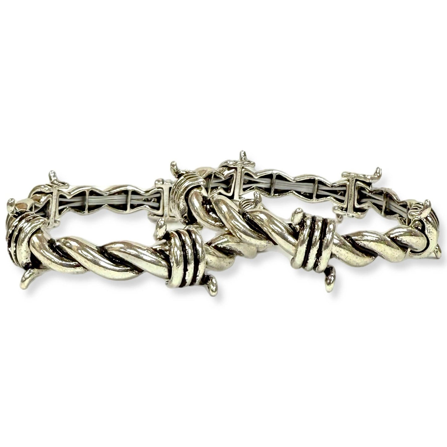 Barbed Wire Silver Stretch Bracelet