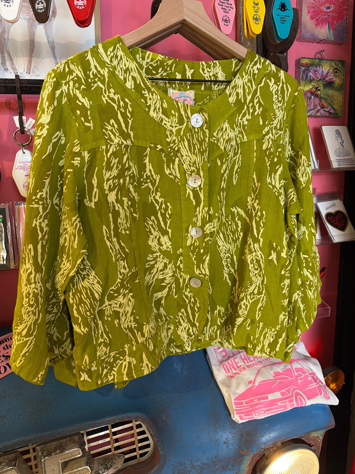 Green Linen Button Up Jacket
