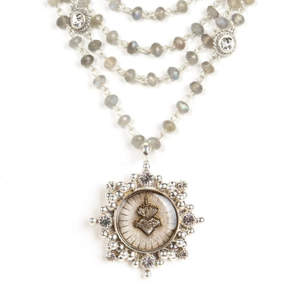 Magdalena - 6mm Lux Labradorite Silver Sacred Heart Cloister