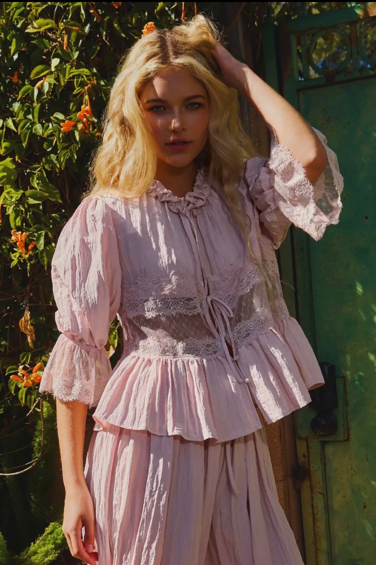 Mauve Silk and Lace Bloomer Set