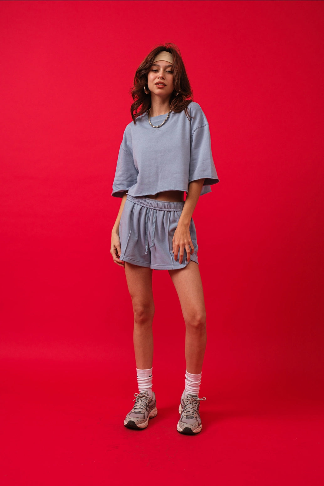Blue Terry Short Sleeve Top