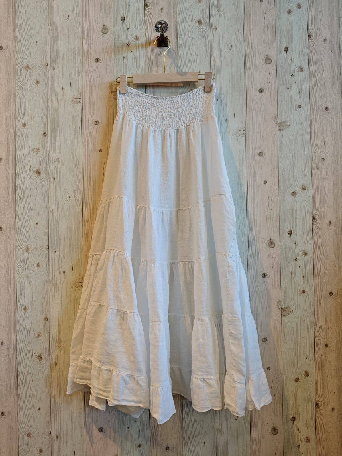 100% LINEN TIERED MAXI SKIRT