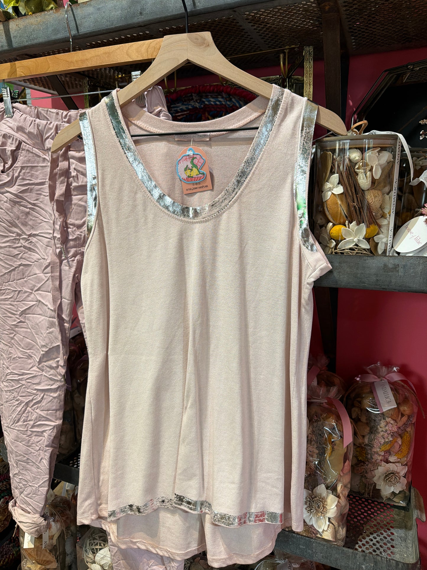 Silver Metallic Tank Top