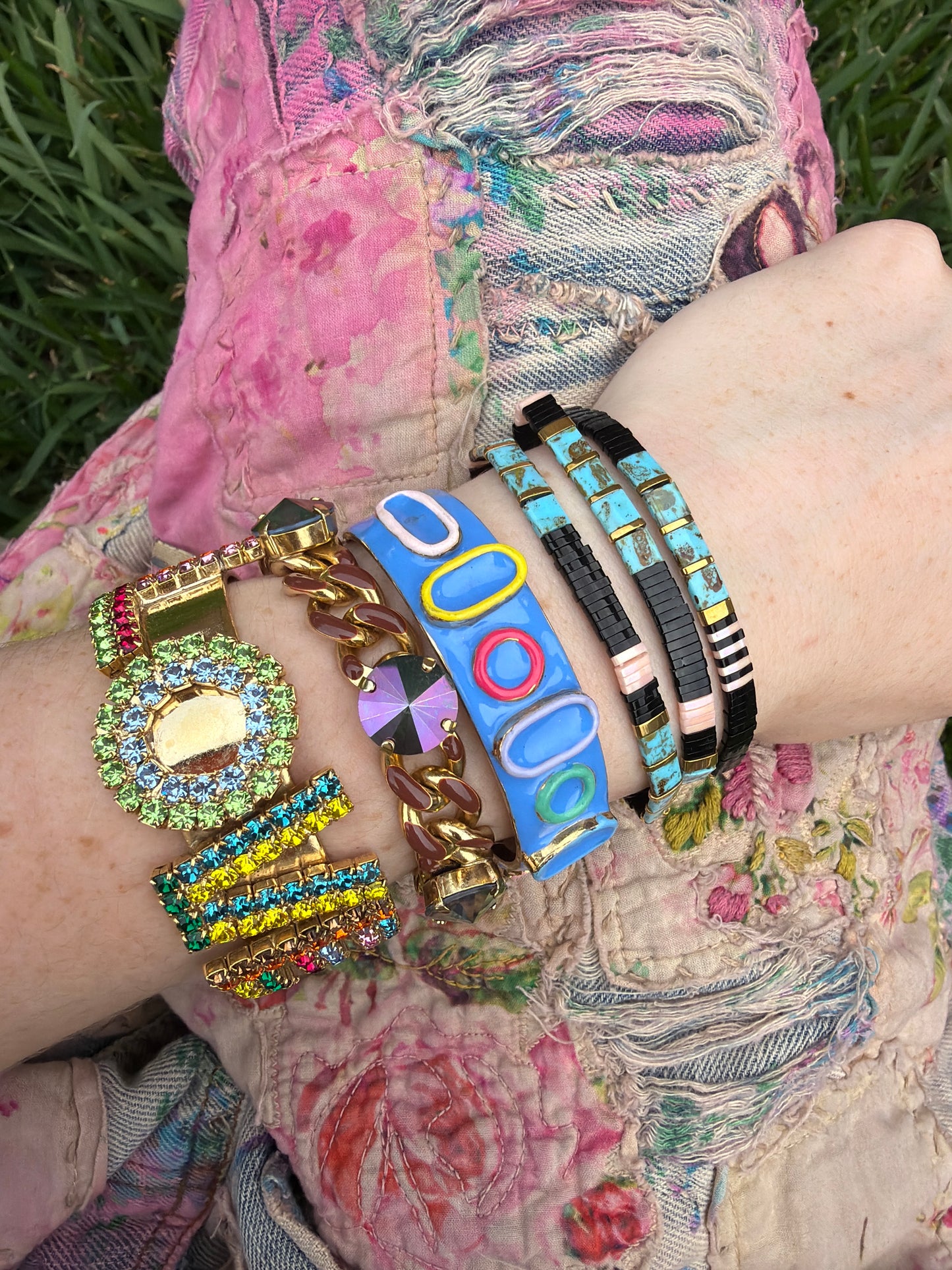 Black and Turq Stretch Bracelet