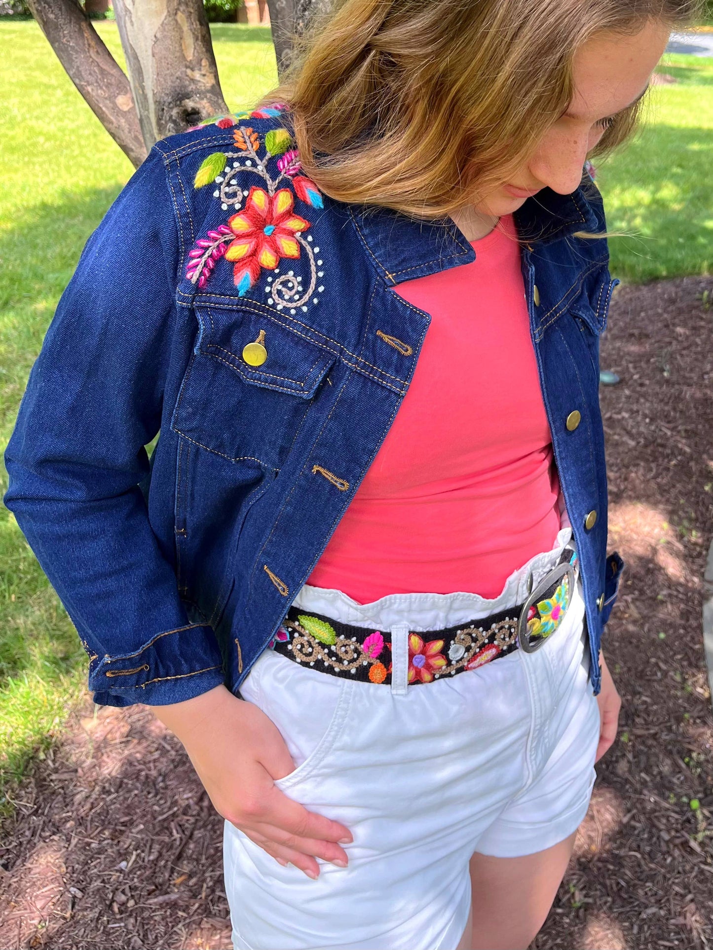 Andean Blossom Wide Embroidered Belt