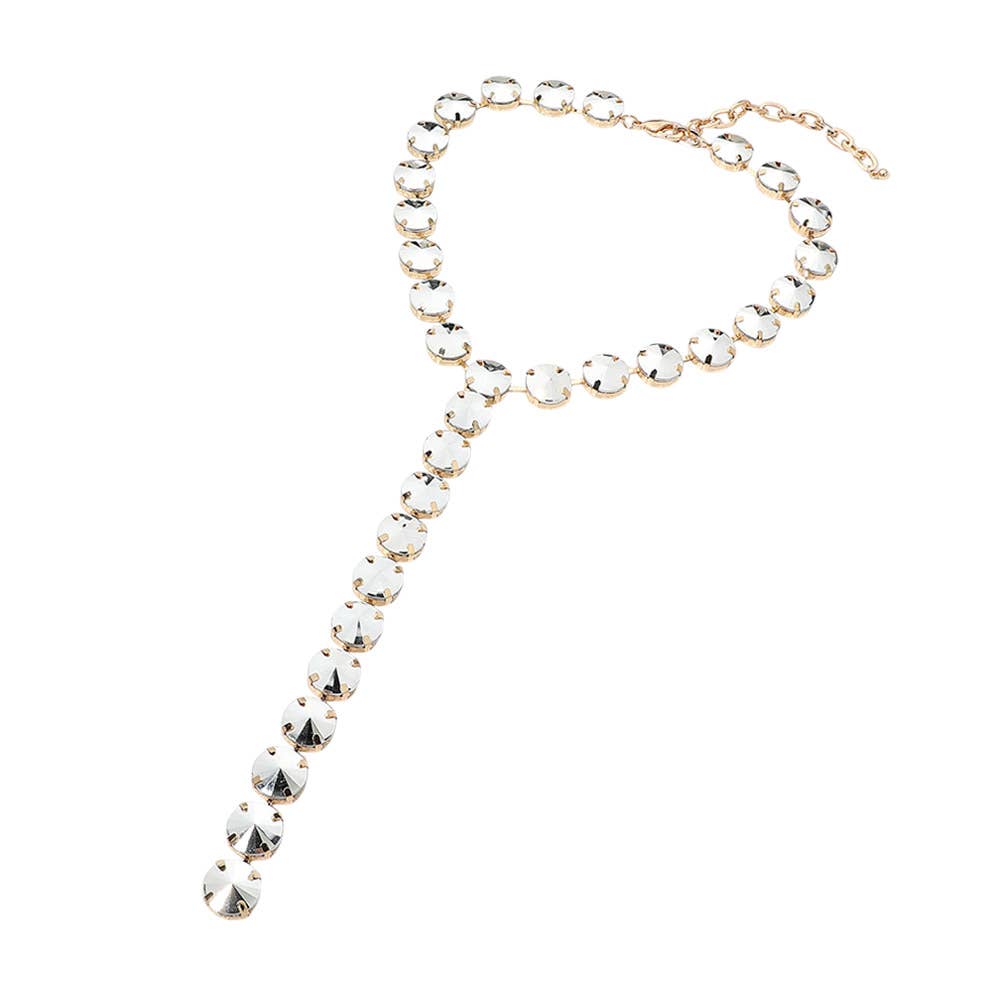 Faceted Gem Link Y-Drop Statement Necklace