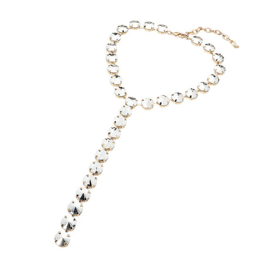 Faceted Gem Link Y-Drop Statement Necklace