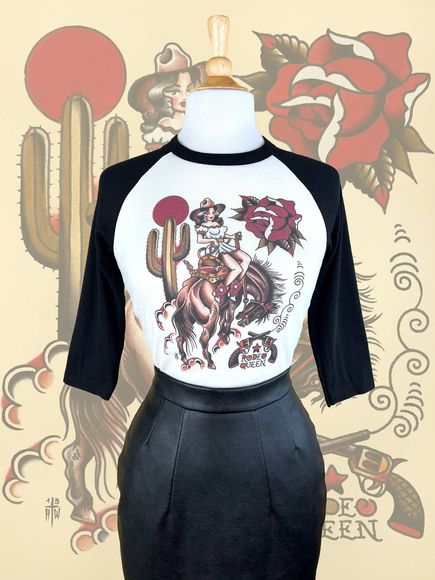 Rodeo Queen Cropped Baby 3/4 Raglan tee