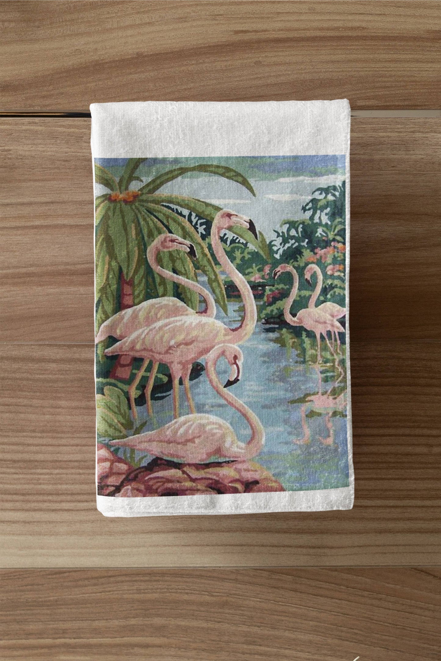 Pink Flamingos Organic Retro Kitchen Towel