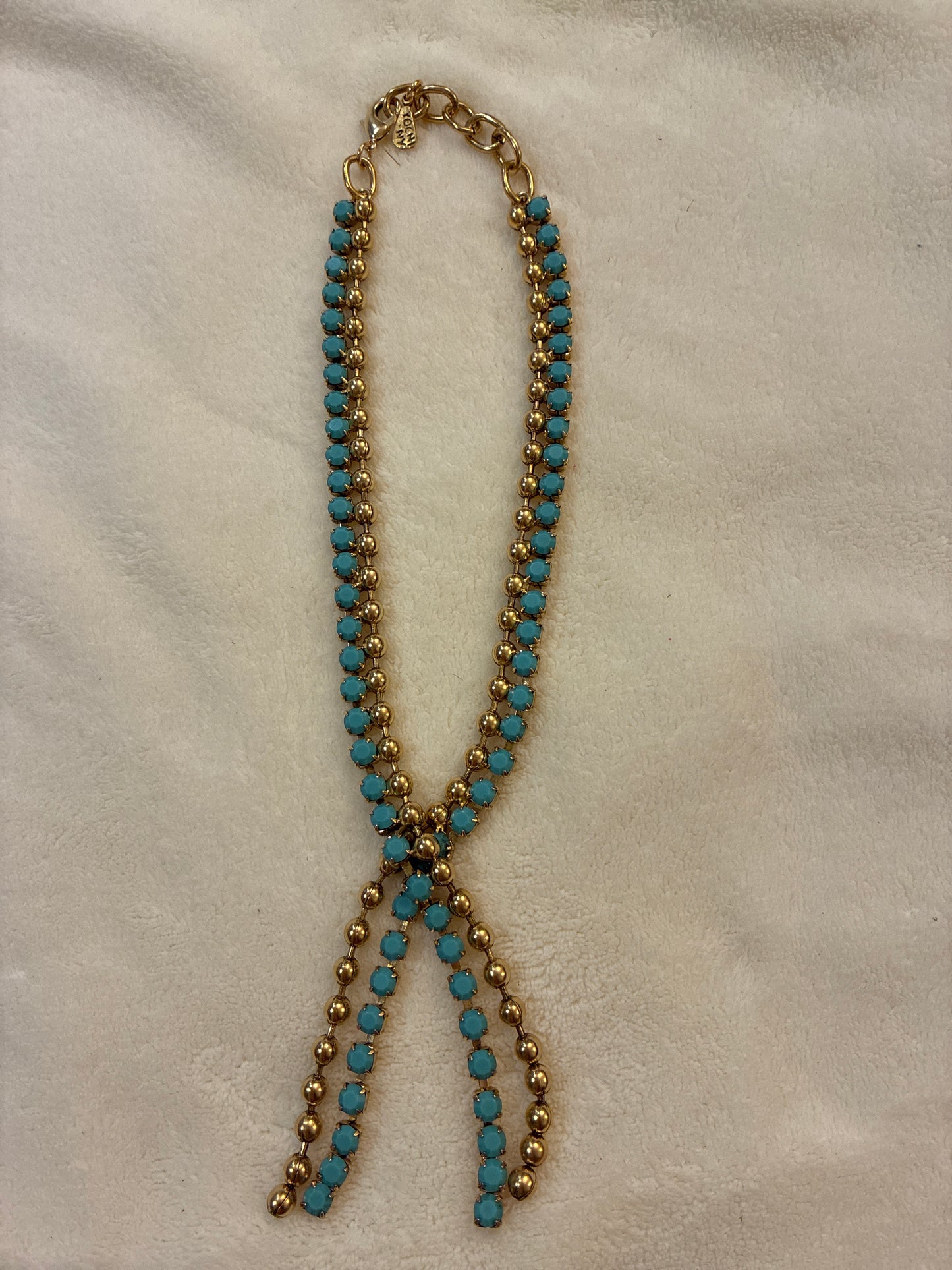 Gold Turquoise Lariat Necklace
