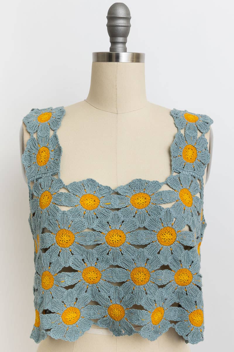 Spring Daisy Crochet Crop Top