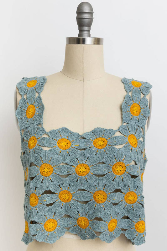 Spring Daisy Crochet Crop Top