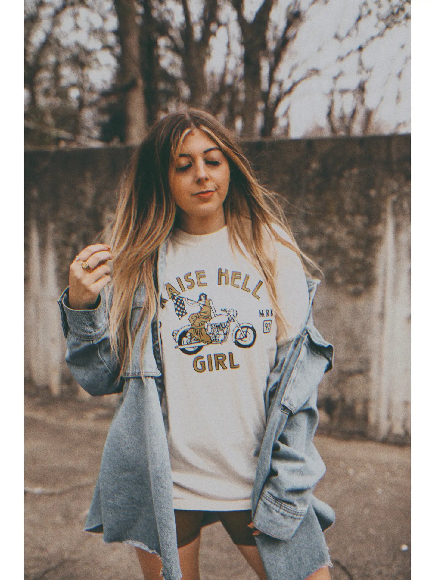Raise Hell Girl Feminist Girl Power Oversized Tee - Ivory