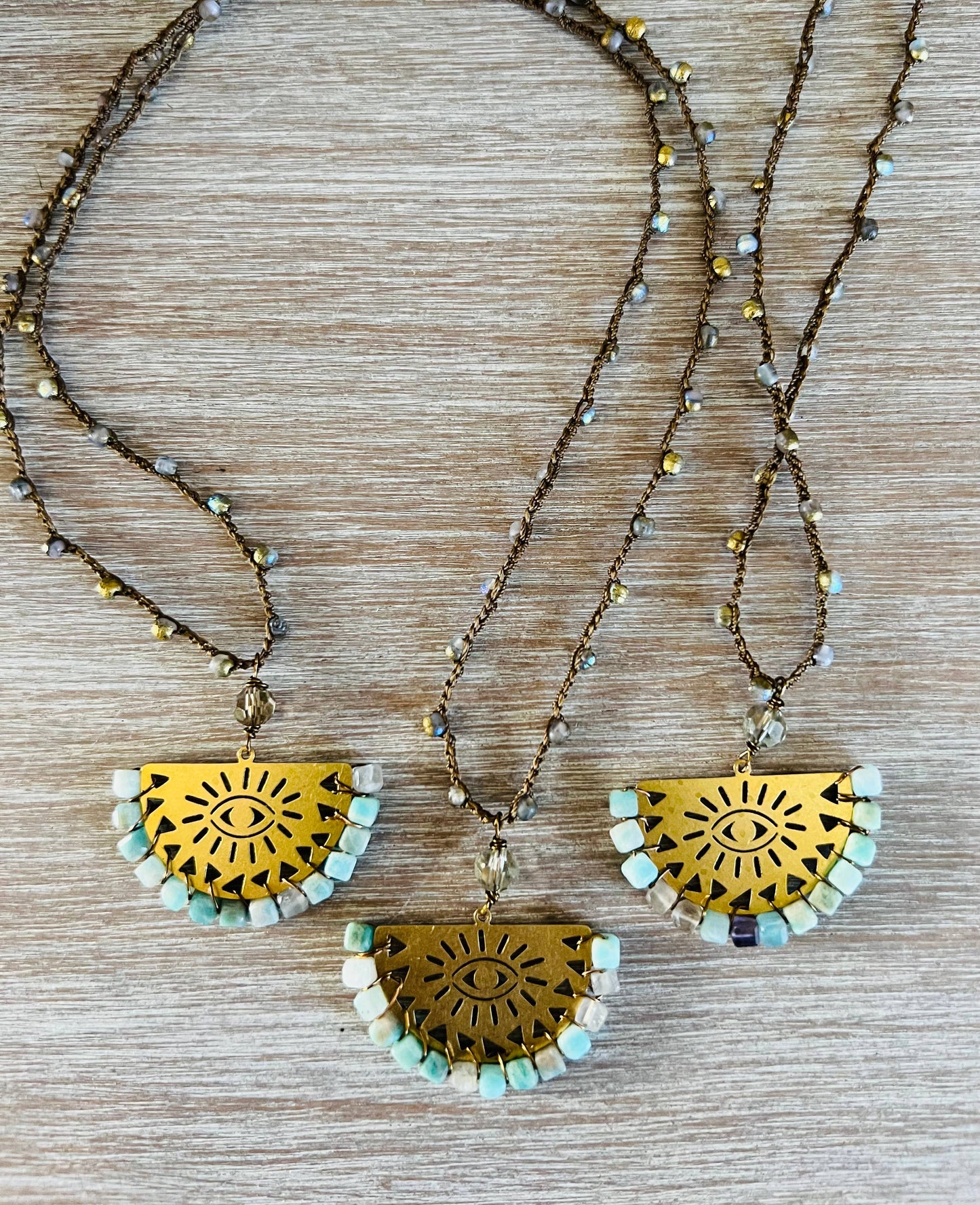Eye Of Protection Necklace With Amazonite Stones