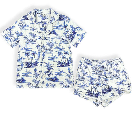Women's Button-Front Shortie Sleep Set - Tropical Toile