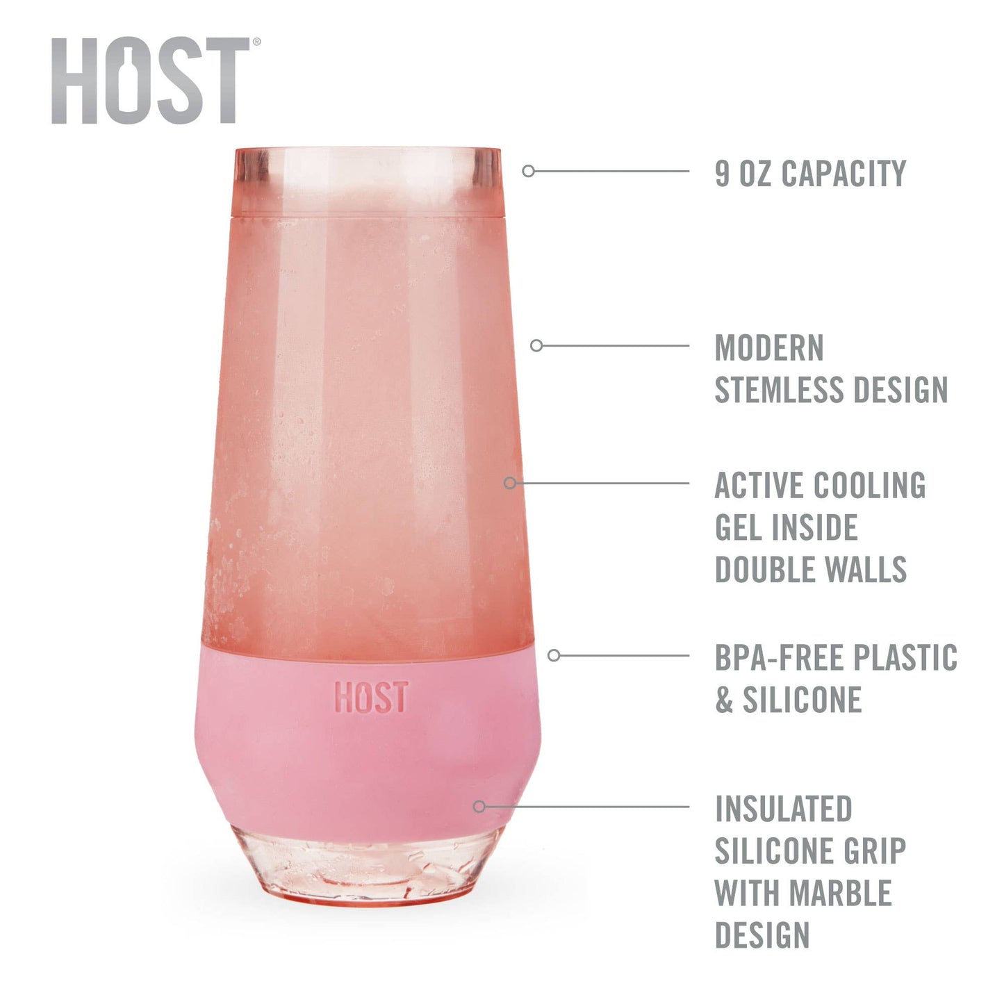 Champagne FREEZE™ Cooling Cups - Blush Tint - Set of 2
