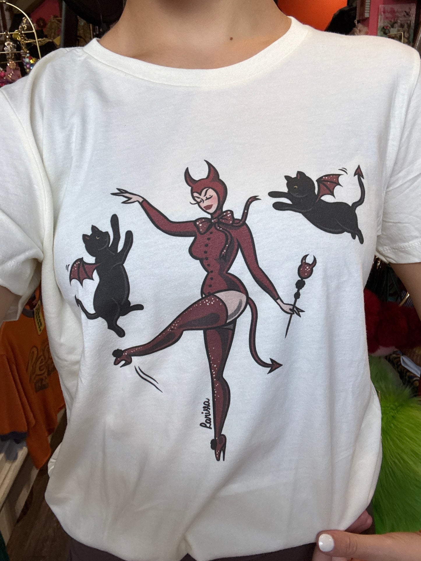 Three Little Devils Tee in Ivory