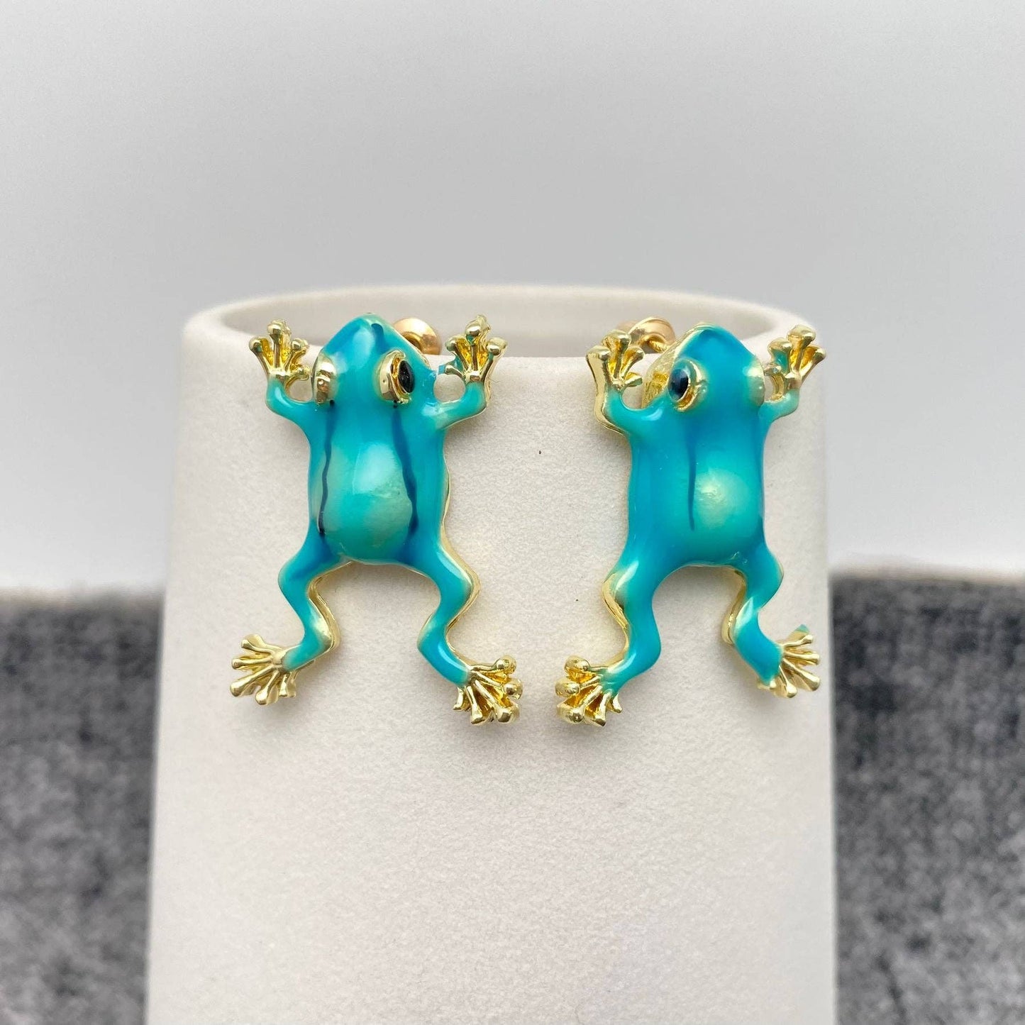 Enamel Tree Frog Post Earrings