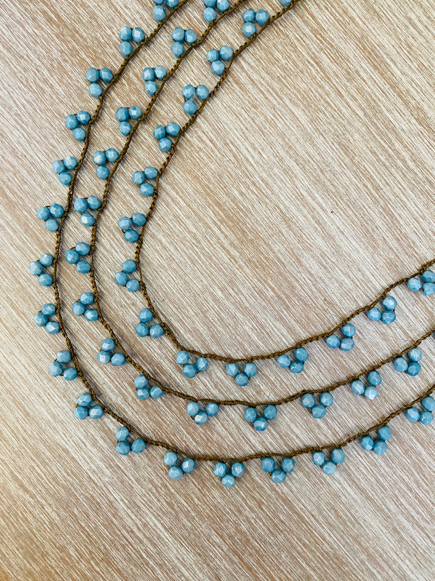 Denim Blue Crystal Droplet Necklace