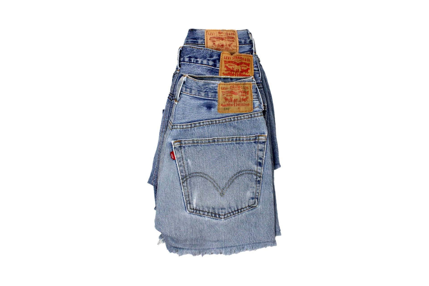 Mid-Rise Upcycled Denim Straight-Cut Shorts