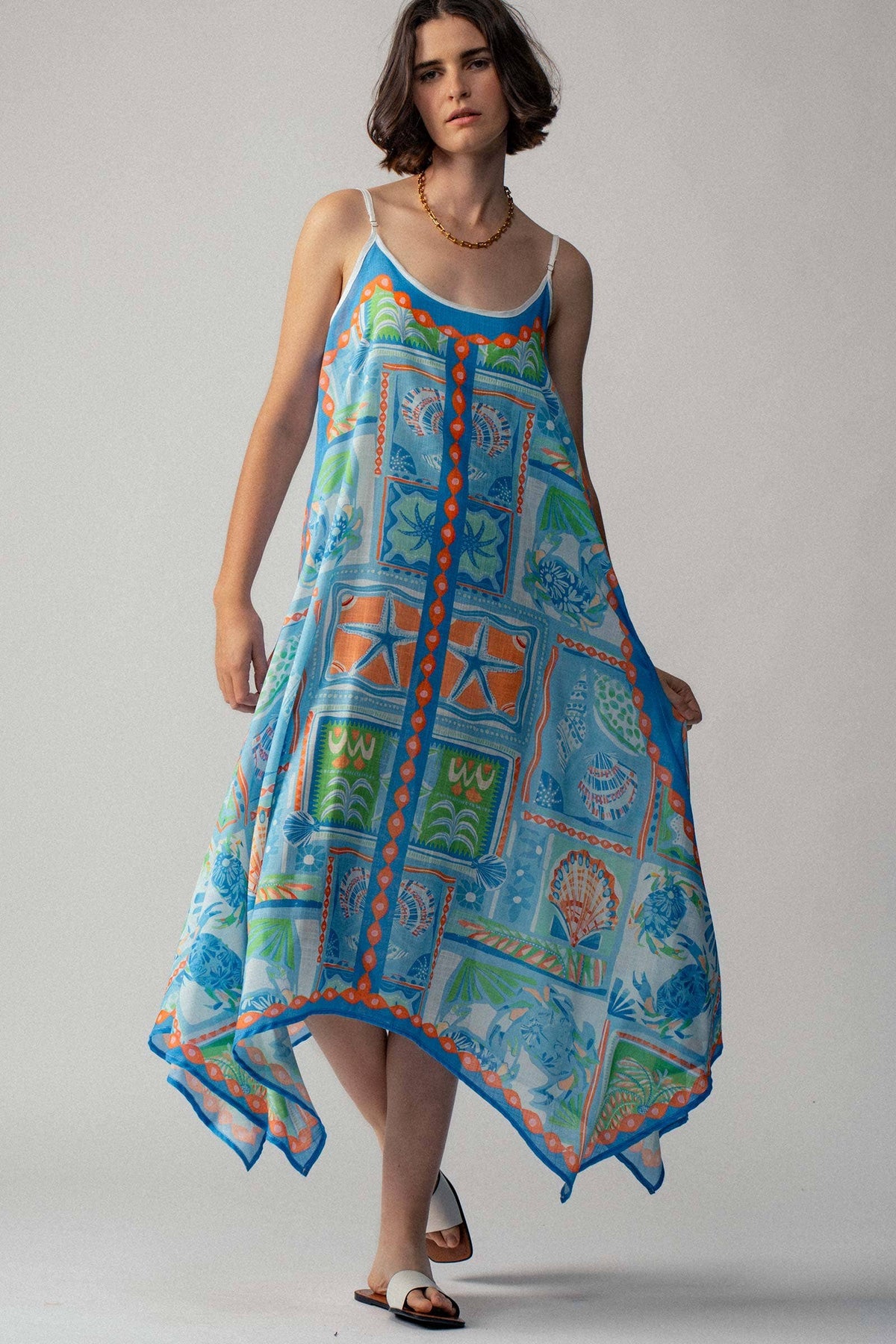 Ocean Breeze Handkerchief Hem Maxi Sundress