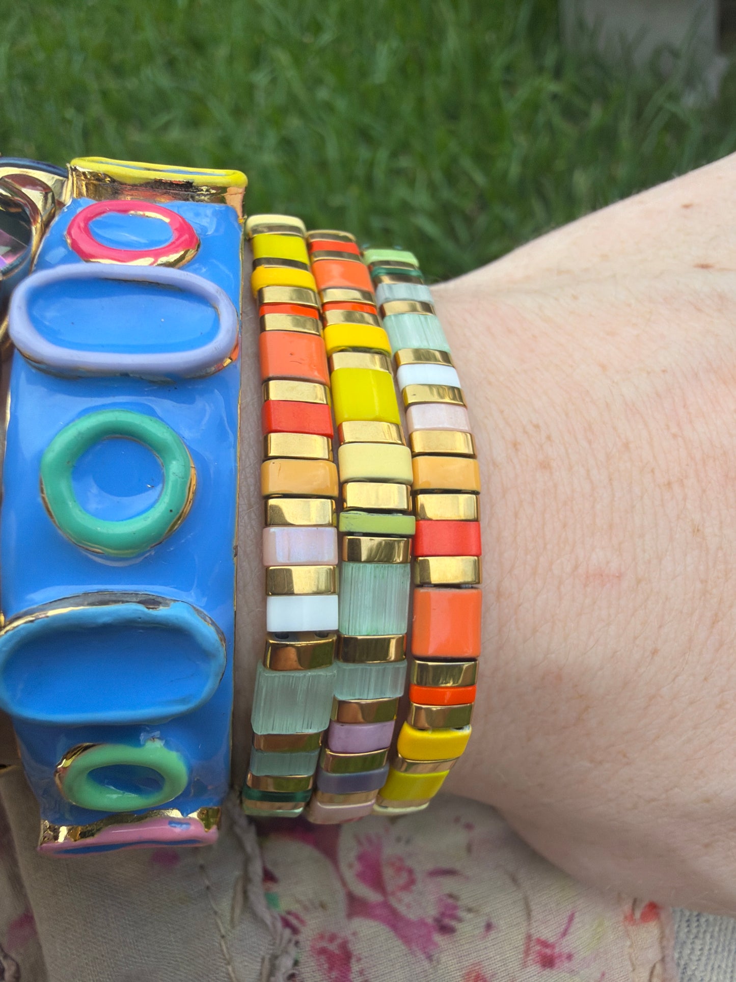 Gold Rainbow Stretch Bracelet