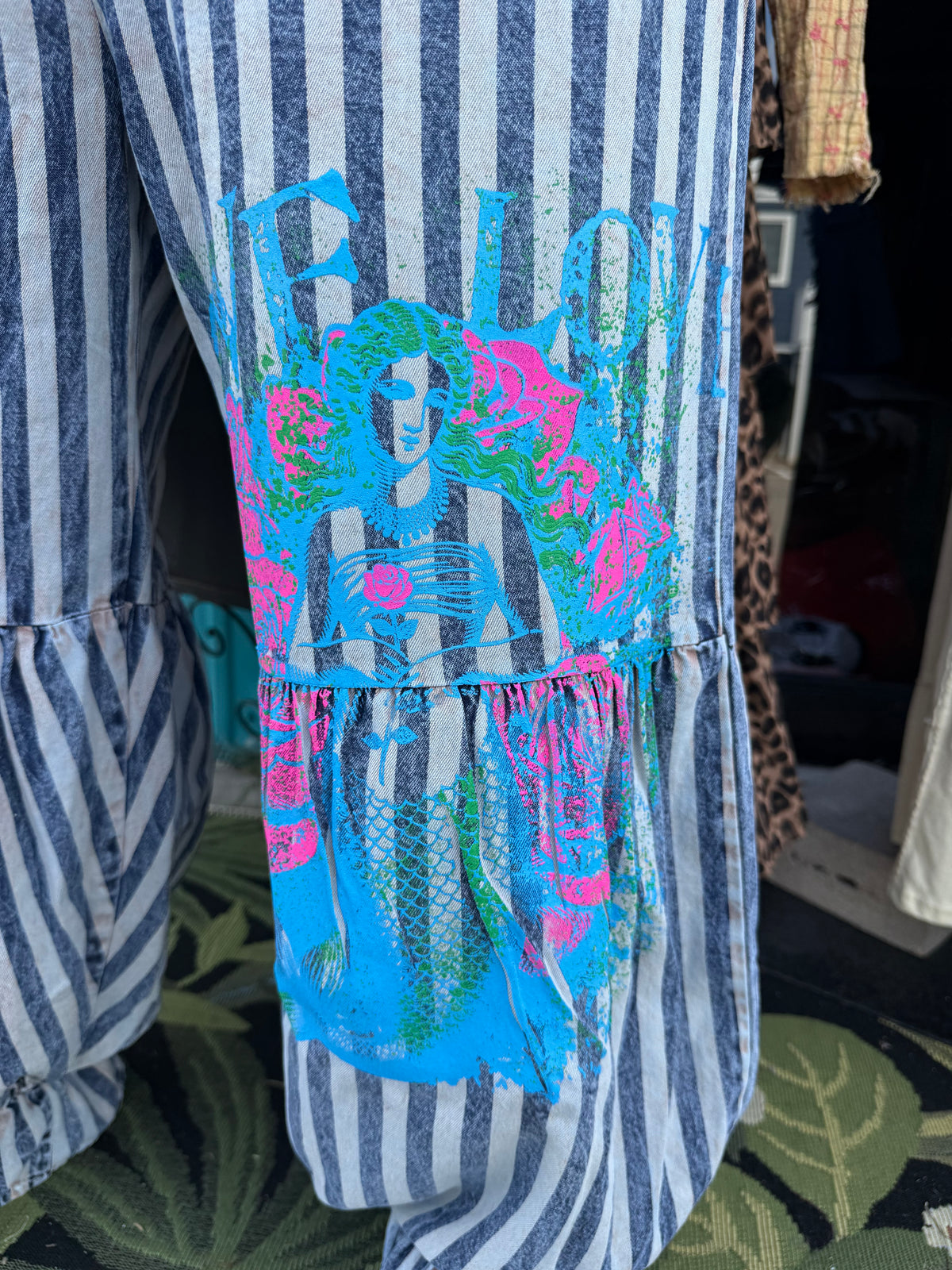 BLUE STRIPED MERMAID RUFFLE PANT