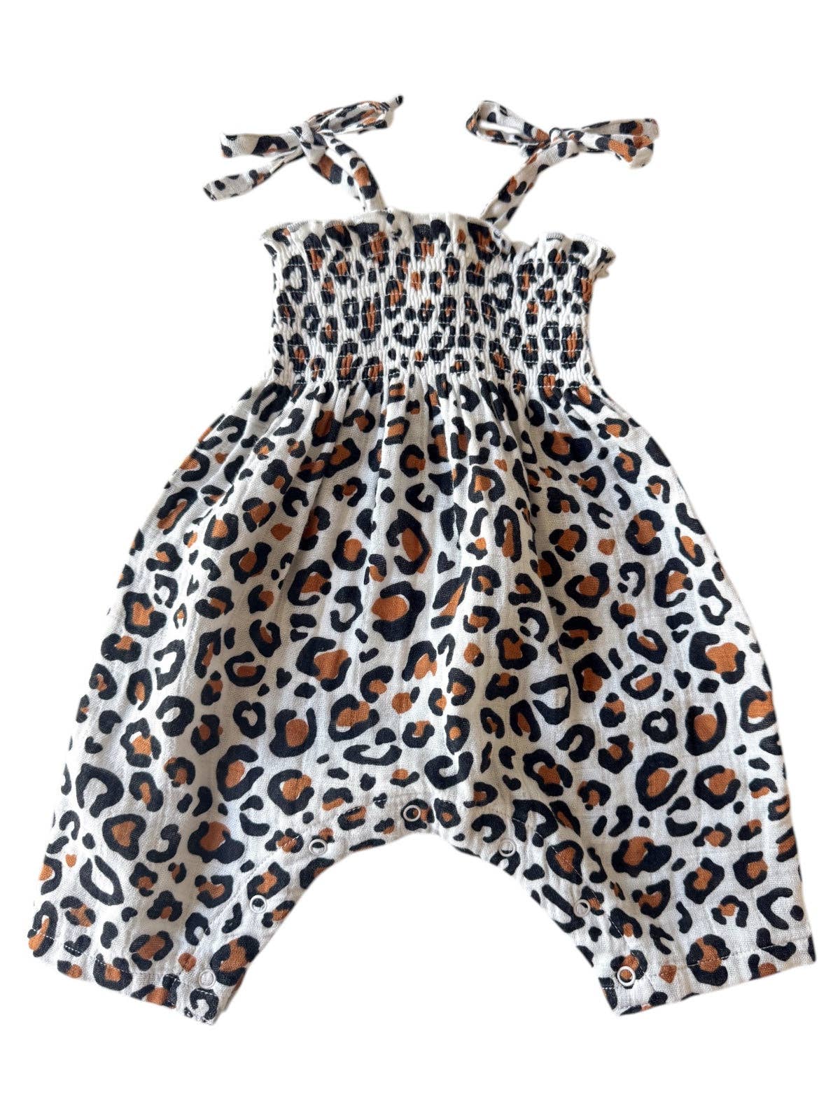 Leopard / Muslin Smocked Jumpsuit Baby