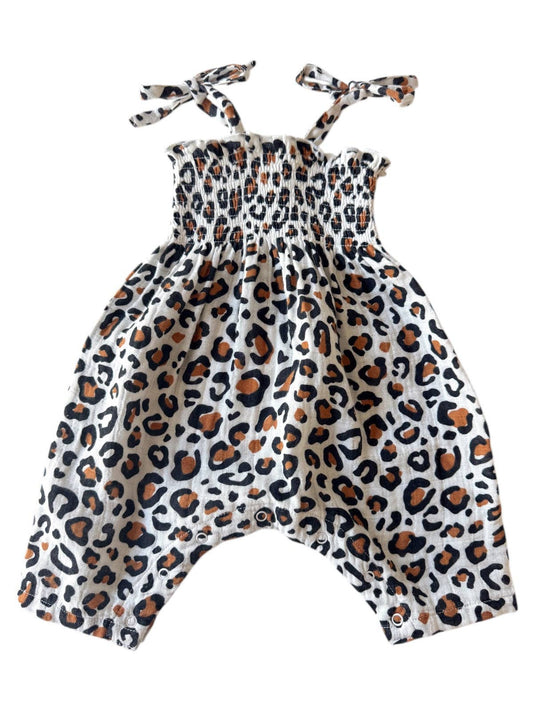 Leopard / Muslin Smocked Jumpsuit Baby