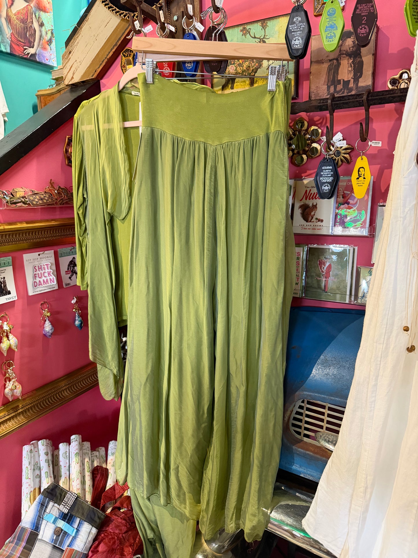 Silky Green Pants