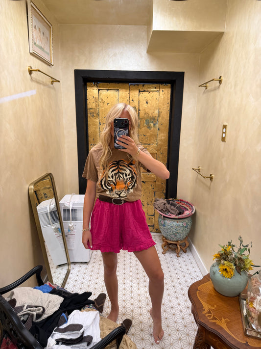 FUCHSIA COTTON SHORTS